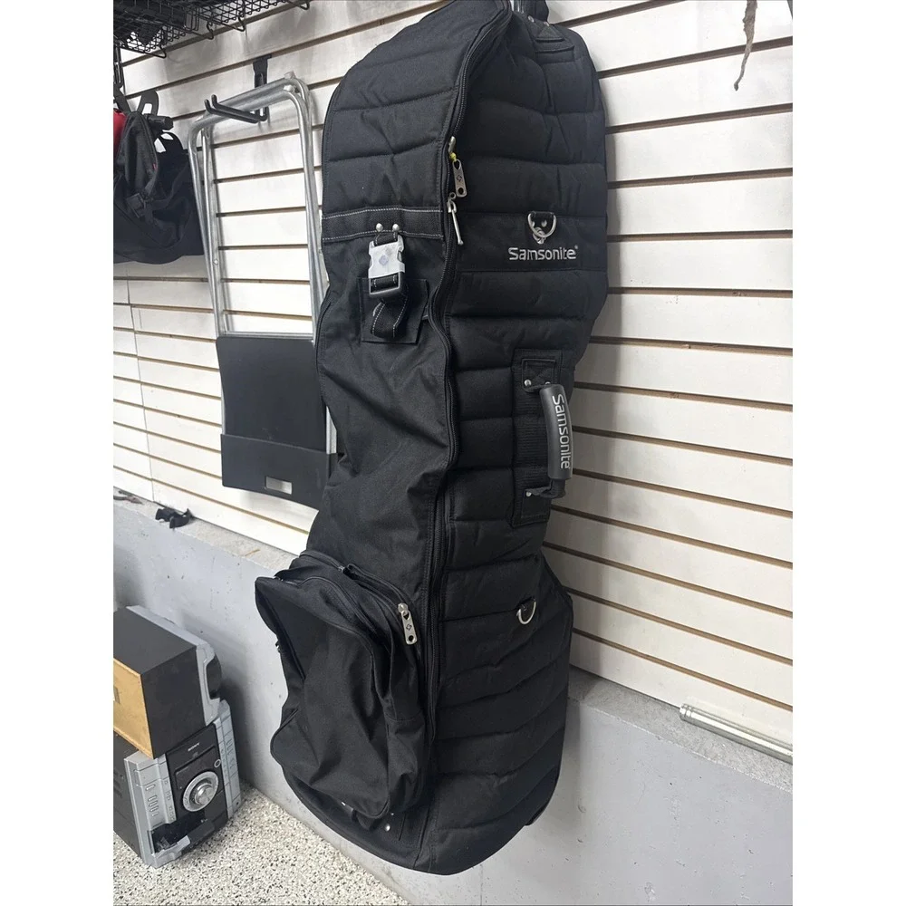 Samsonite Golf Premium Quilted Heavy Padded Rolling Golf Bag Travel Black NICE!